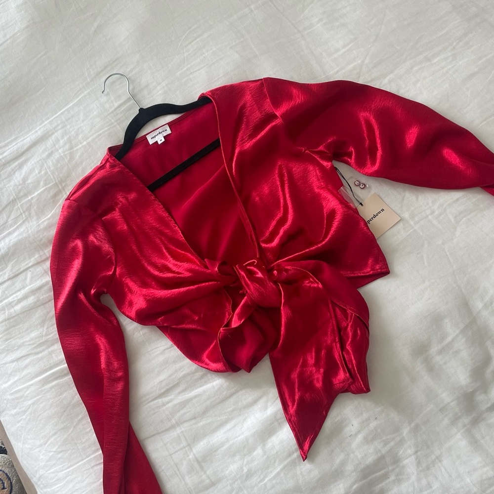 Cherry red wrap top